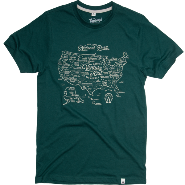 The Landmark Project - Wholesale Screen Printed T-Shirt - Unisex - National Parks Map Tee4