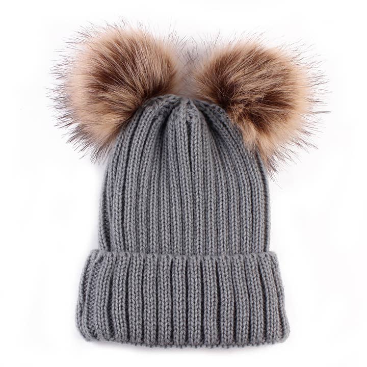 PatPat - Wholesale Mommy & Me Sets - Double Hairball Knitted Beanie Hats for Mommy and Me
