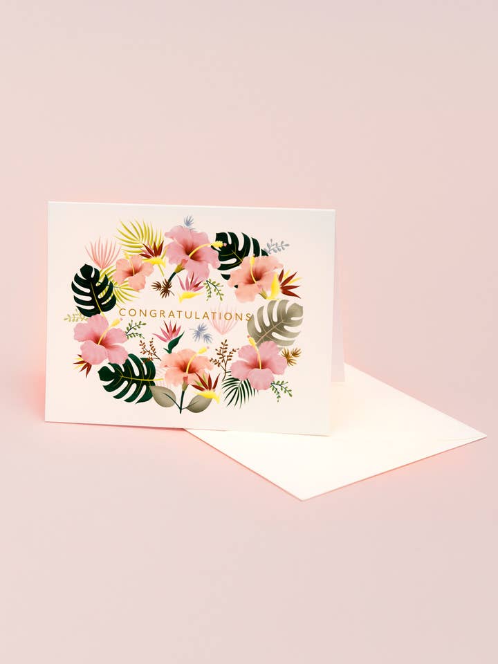 LEI CONGRATULATIONS CARD - CREAM for wholesale by Clap Clap