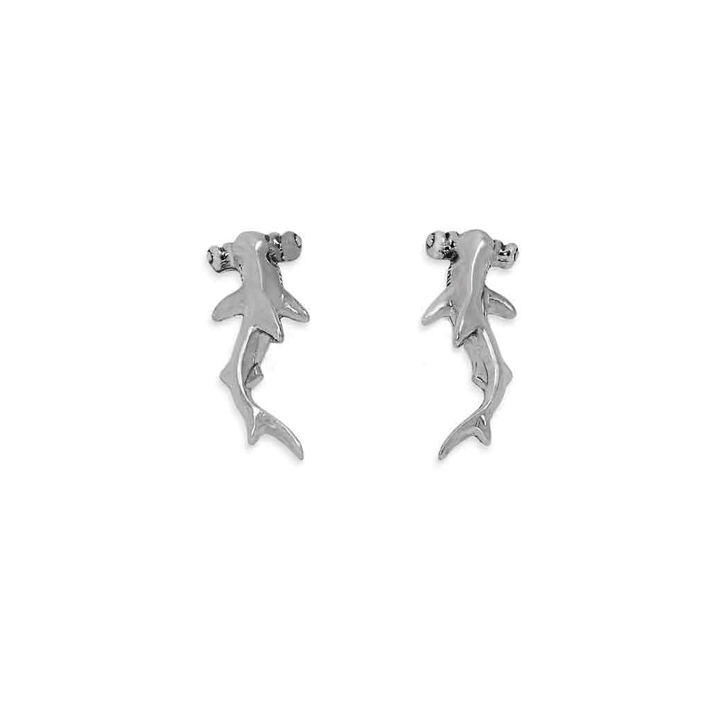 Nina Designs - Wholesale Stud/Post Earrings - Sterling Silver Tiny Hammerhead Shark Post Earrings 13x5mm
