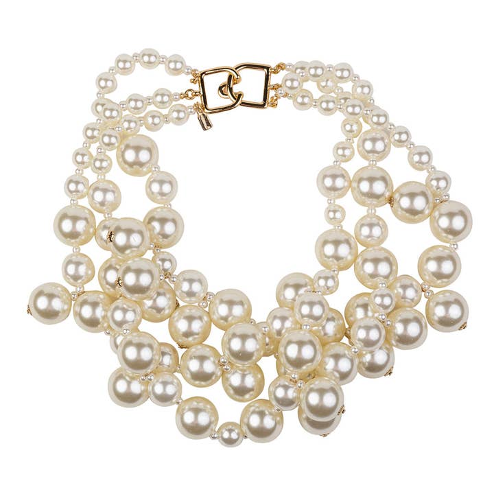 Pearl Cluster Drops Necklace for wholesale by Kenneth Jay Lane