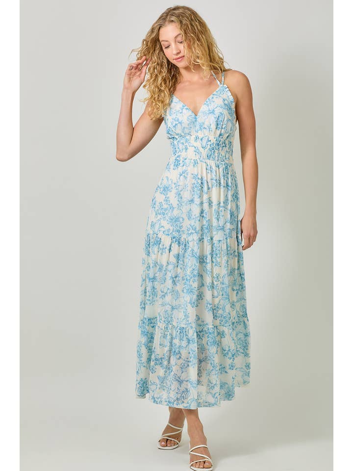 Mystree - Vendita all'ingrosso Vestito - Donna - 61048 Abito Lungo a Strati in Rete Stampata2