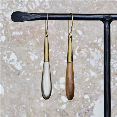 HomArt - Wholesale Dangle Earrings - Teardrop Horn Earring - Lrg - Light Horn, Brass2