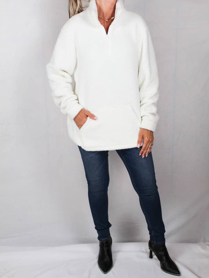 M9127D23-E - Egret - Half Zip Sherpa A1371 for wholesale by K & C Clothing, Inc.