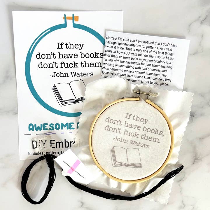 John Waters DIY Hand Embroidery Kit for wholesale by Awesome by Jenna