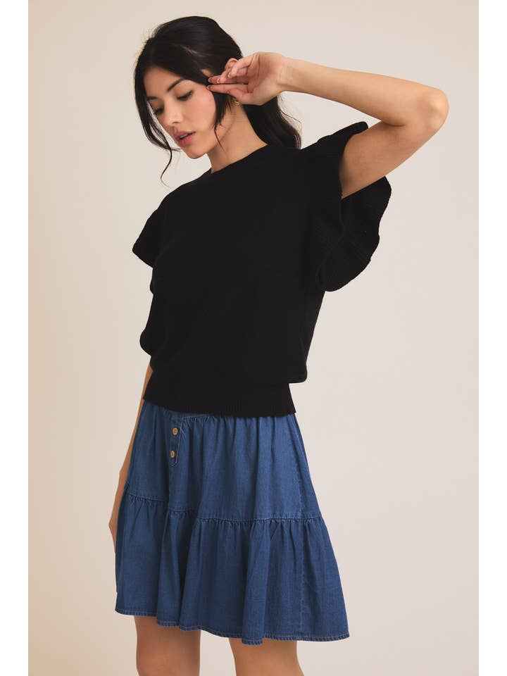 GILLI - Wholesale Knit Top - Women's - RUFFLE SLEEVE KNIT TOP