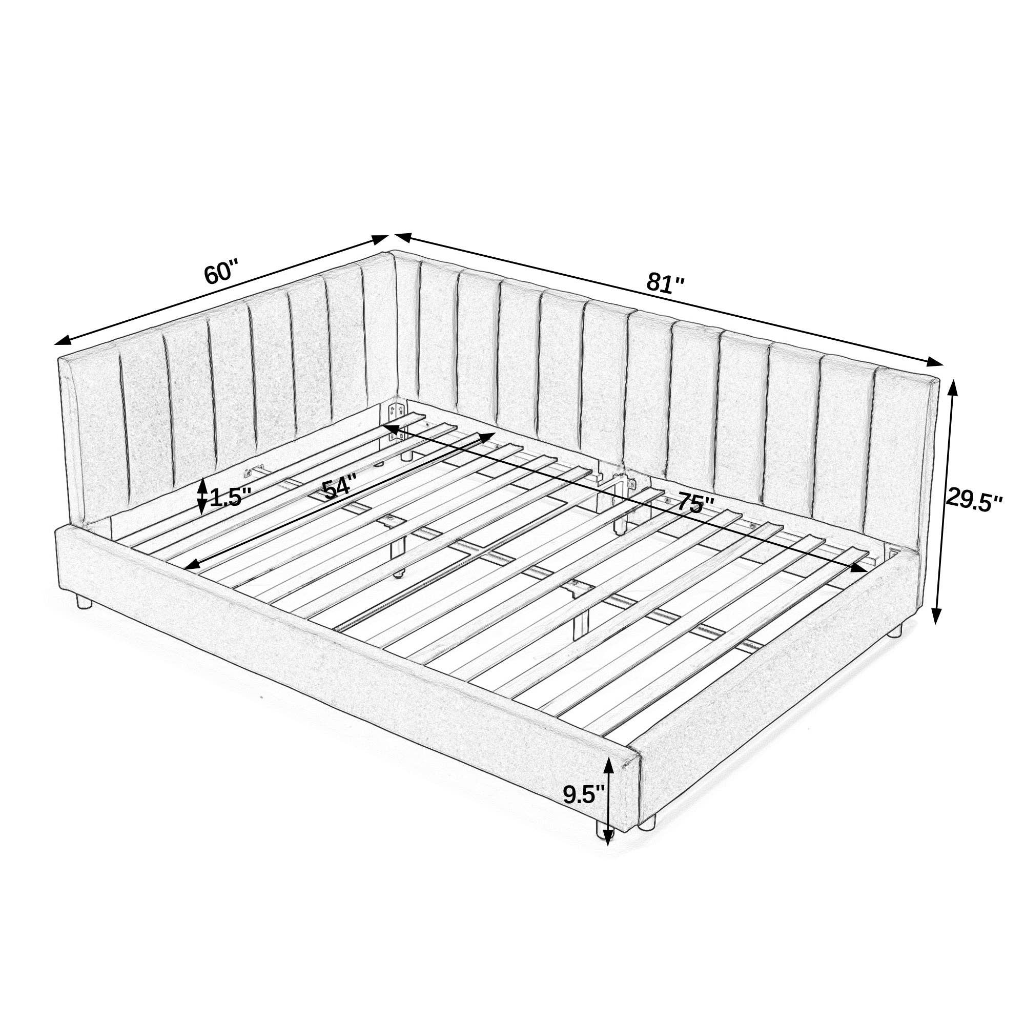 39F Inc. - Wholesale Bed - Mid-Century Full Size Tufted Bed Frame ,Gray/Beige/Black 4