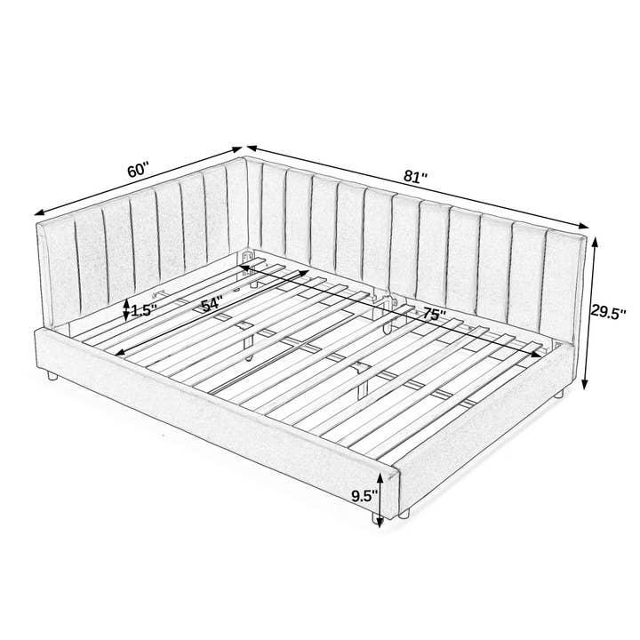 39F Inc. - Wholesale Bed - Mid-Century Full Size Tufted Bed Frame ,Gray/Beige/Black 4