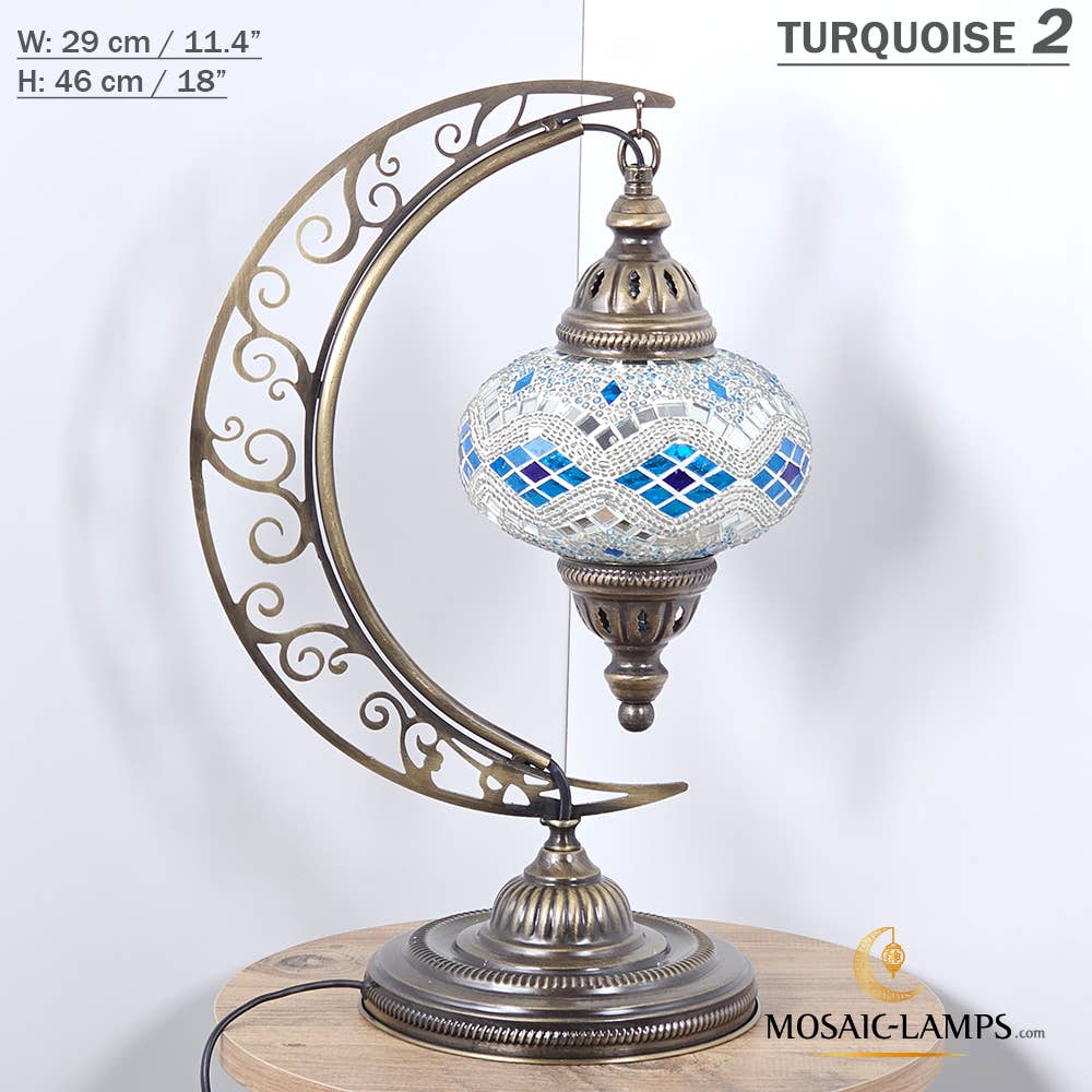 Mosaic Lamps - Wholesale Accent/Desk Lamp - 10+ Colors - Moroccan Moon Table Lamp, Arc, Murano Crescent72