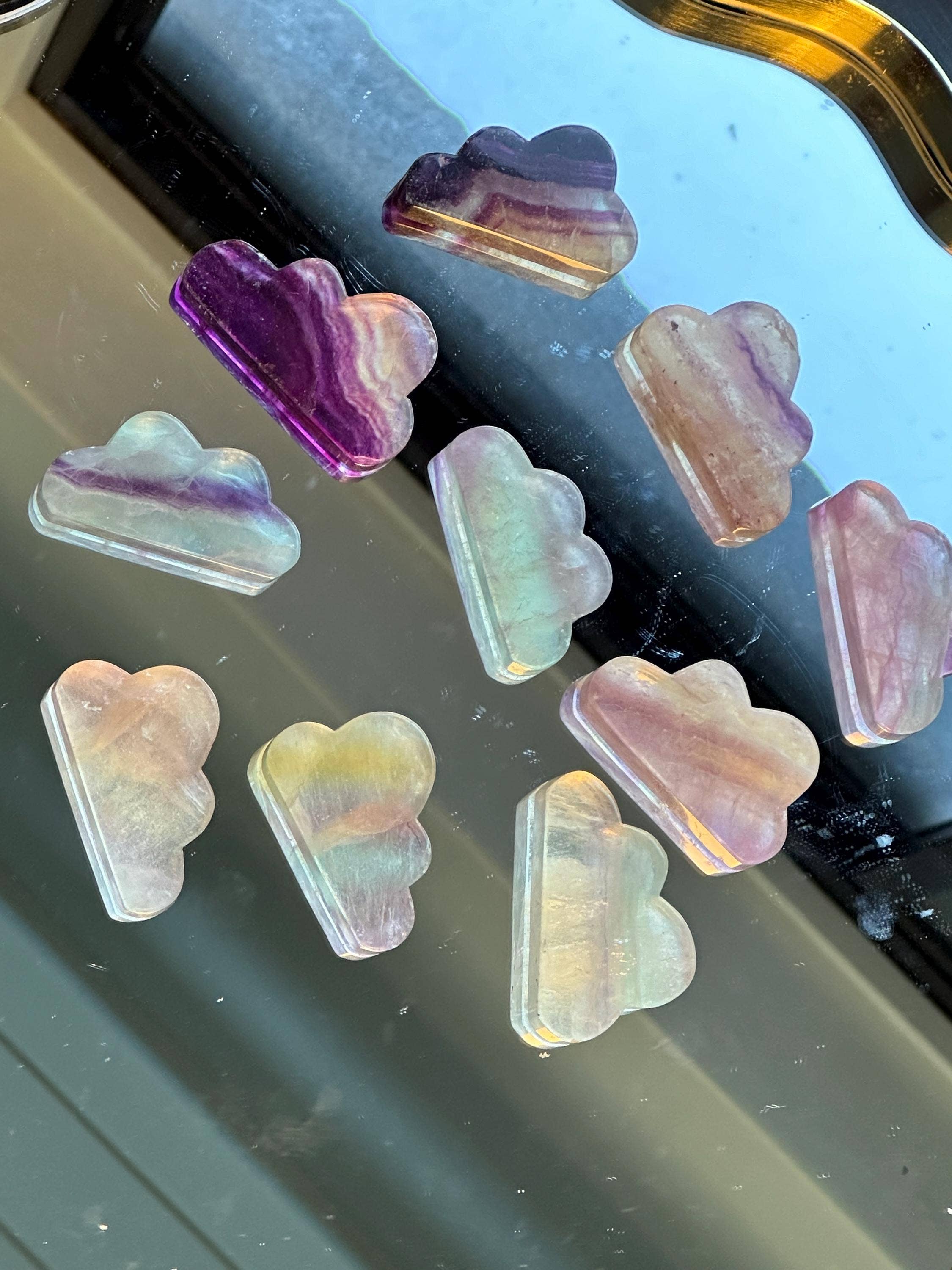 Moon Rituals - Wholesale Spirituele steen/kristal - Natuurlijke Regenboog Fluoriet Wolk | Handgesneden Geneeskrachtige Kristal voor Harmonie & Focus | Kerst Kristal Cadeau4