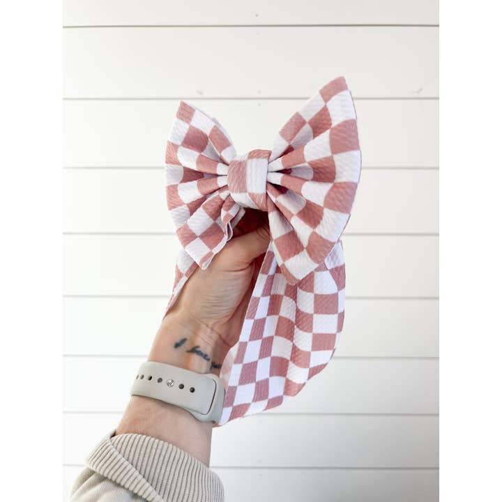 The Fancy Nestling - Wholesale Fashion Headband - Baby - Checker Bullet Bow + Headwrap 1
