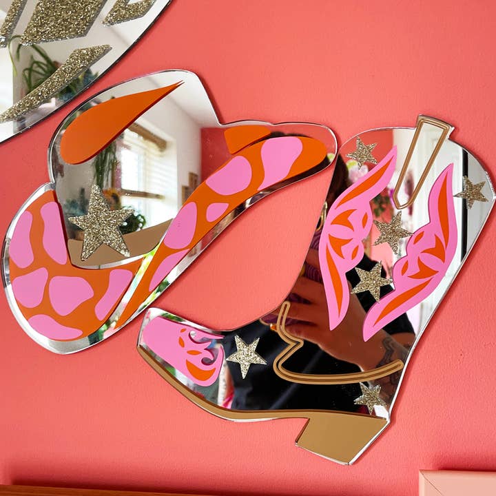 Printed Weird - Wholesale Wall Mirror - Rootin' Tootin' Cowboy Boot Mini Mirror4