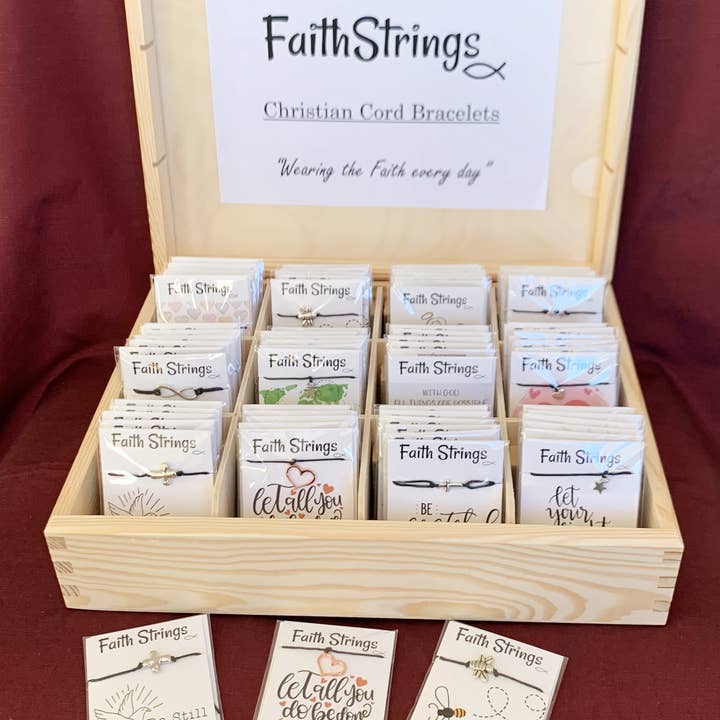 Faithstrings - Wholesale Retailer Display - Jewelry - Display Kit 72 Faith Strings Christian Gift Wish Bracelets