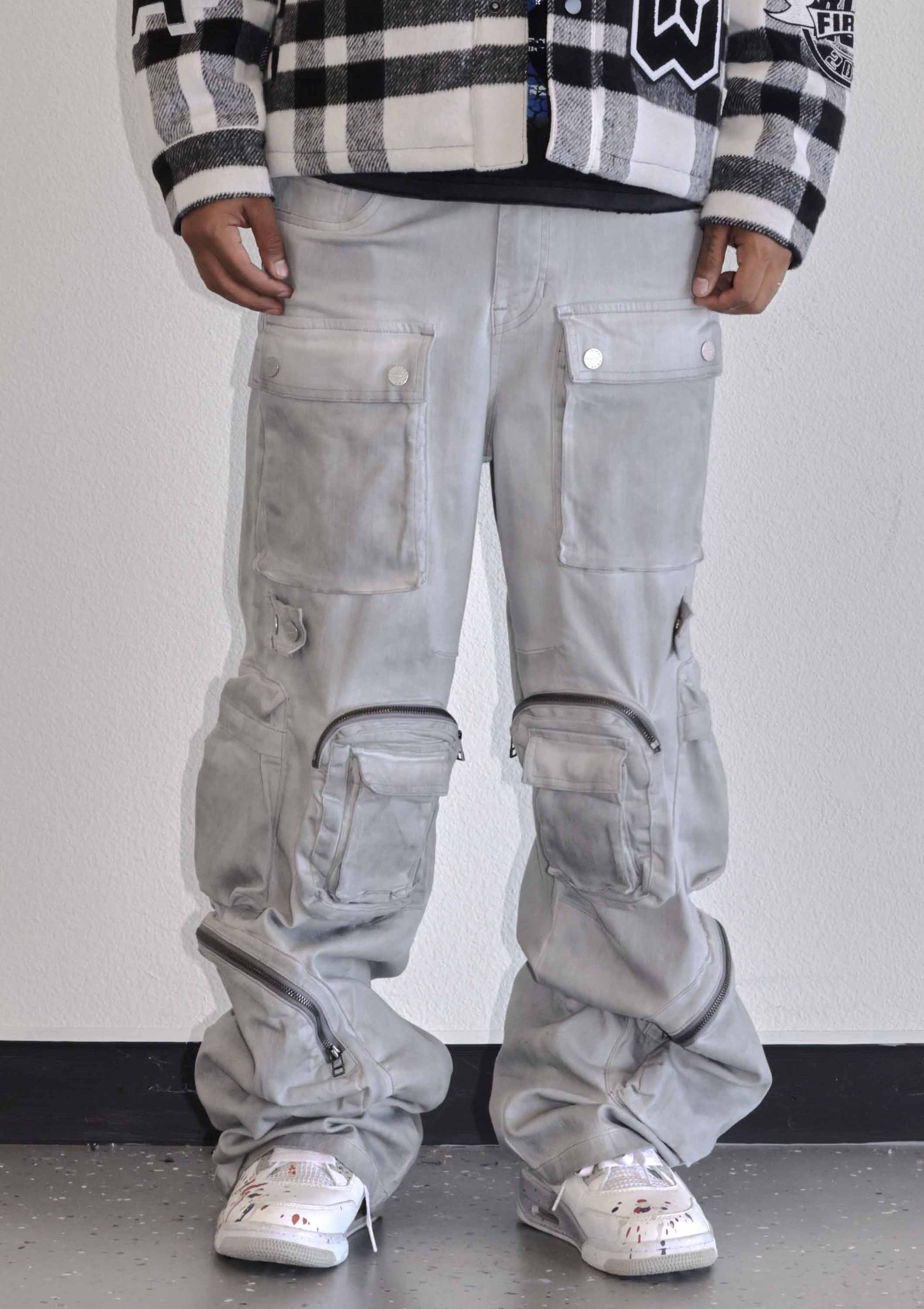 First Row - Vente Jean – homme - Pantalon cargo large en denim utilitaire Y2K10