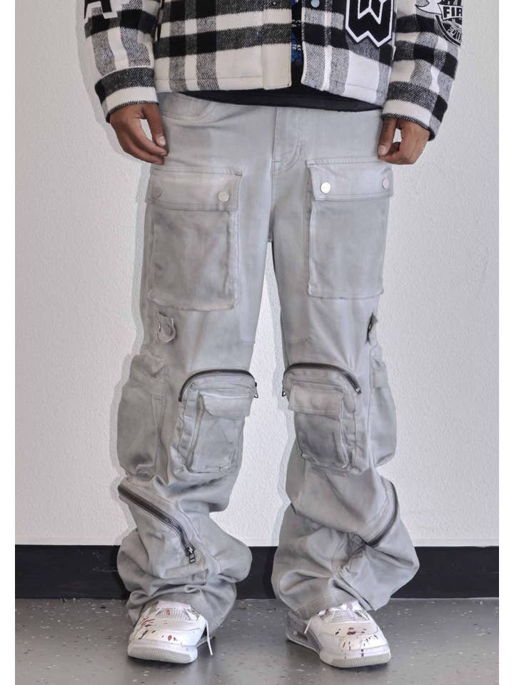First Row - Wholesale Jeans - Men's - Y2K UTILITY CARGO DENIM PANTS10