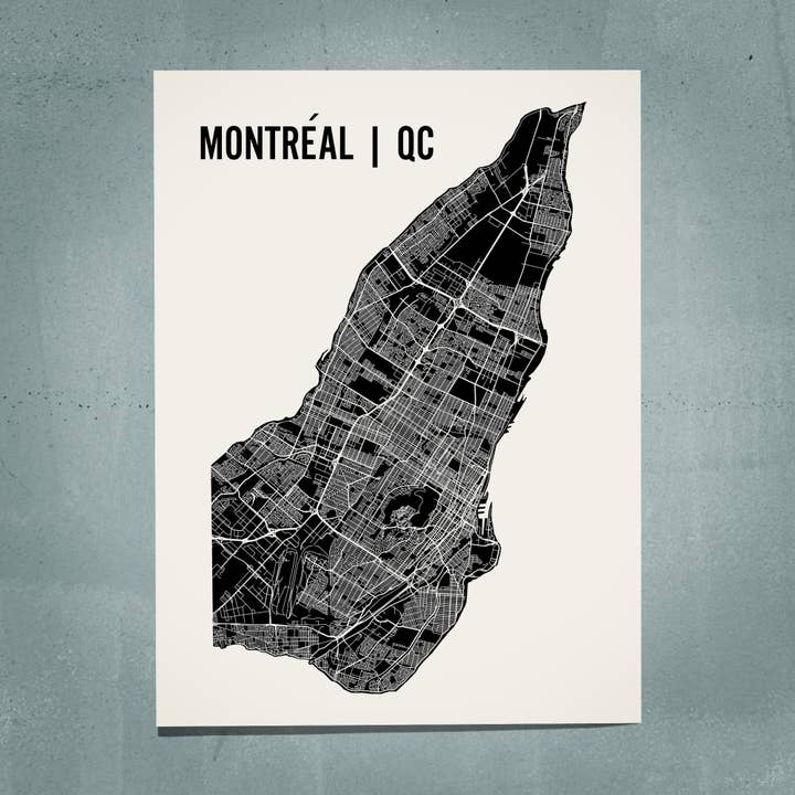 Montreal Map Art for wholesale by Mr City Printing