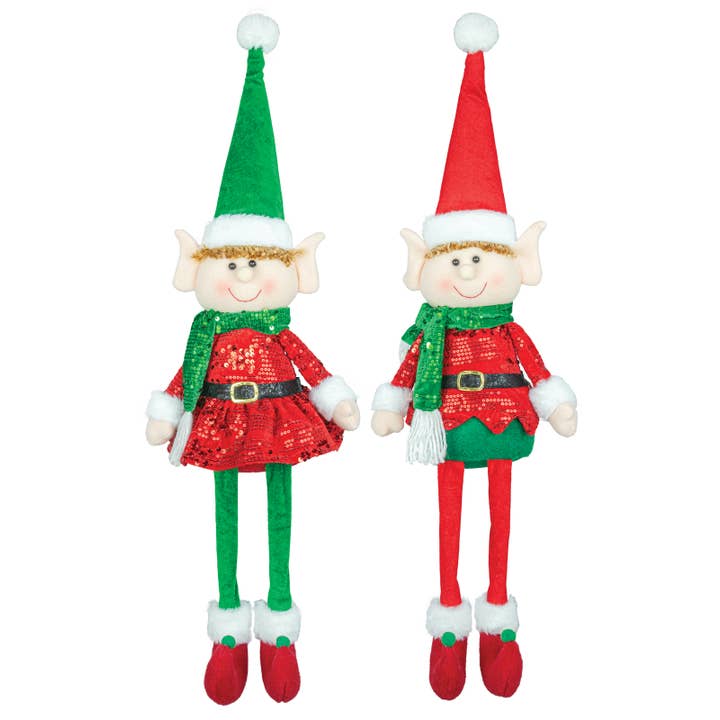 Christmas Elf Eddie and Eva Dangle Leg, 2 Assorted for wholesale by Hanna's Handiworks