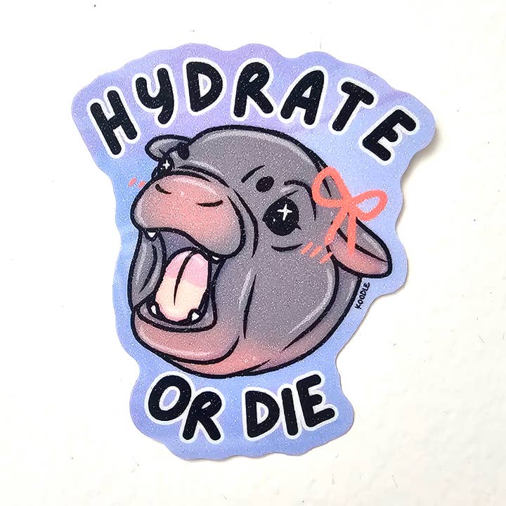 Divertida pegatina impermeable Moo Deng Hydrate or Die para venta al por mayor de Koodle