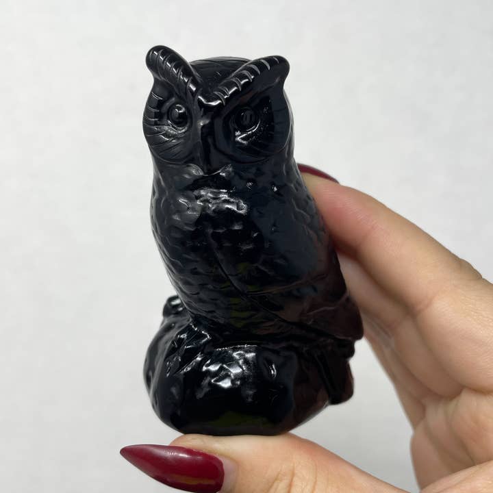 Talla de búho de obsidiana para venta al por mayor de The Crystal Tabby