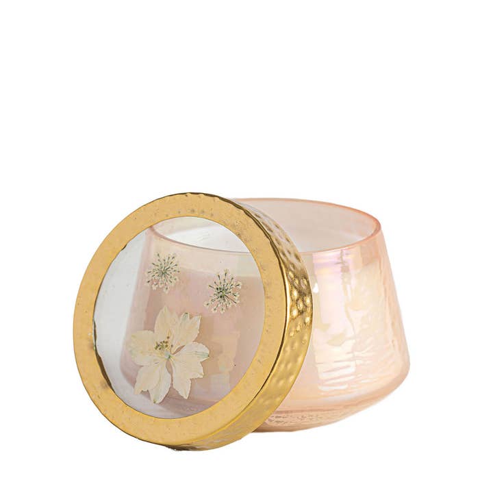 Accent Watercolor Pressed Floral Candle - Rose + Oud for wholesale by Rosy Rings