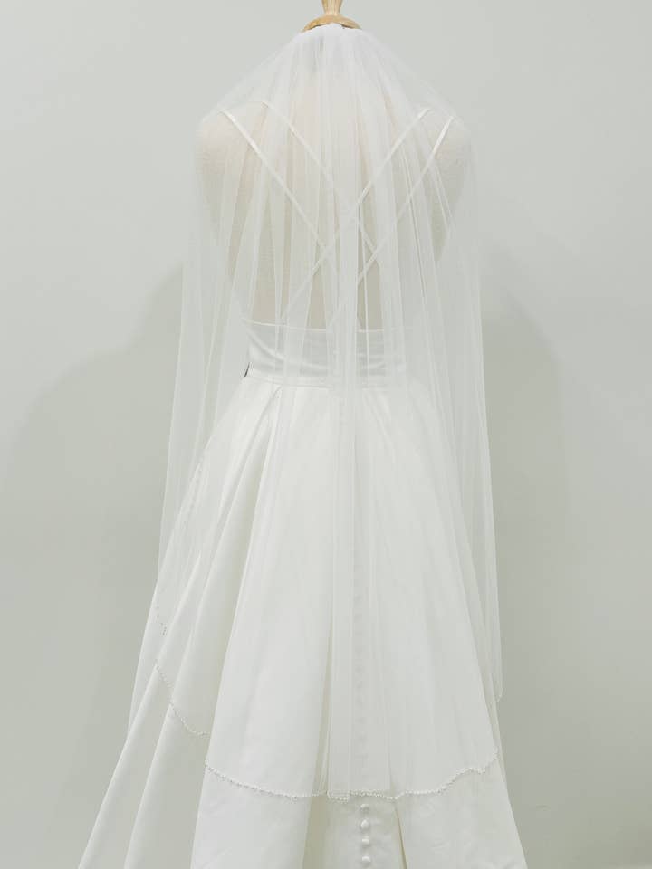 ANNA - 40" Handmade Beaded Edge Veil for wholesale by JohnnyB Jewelry