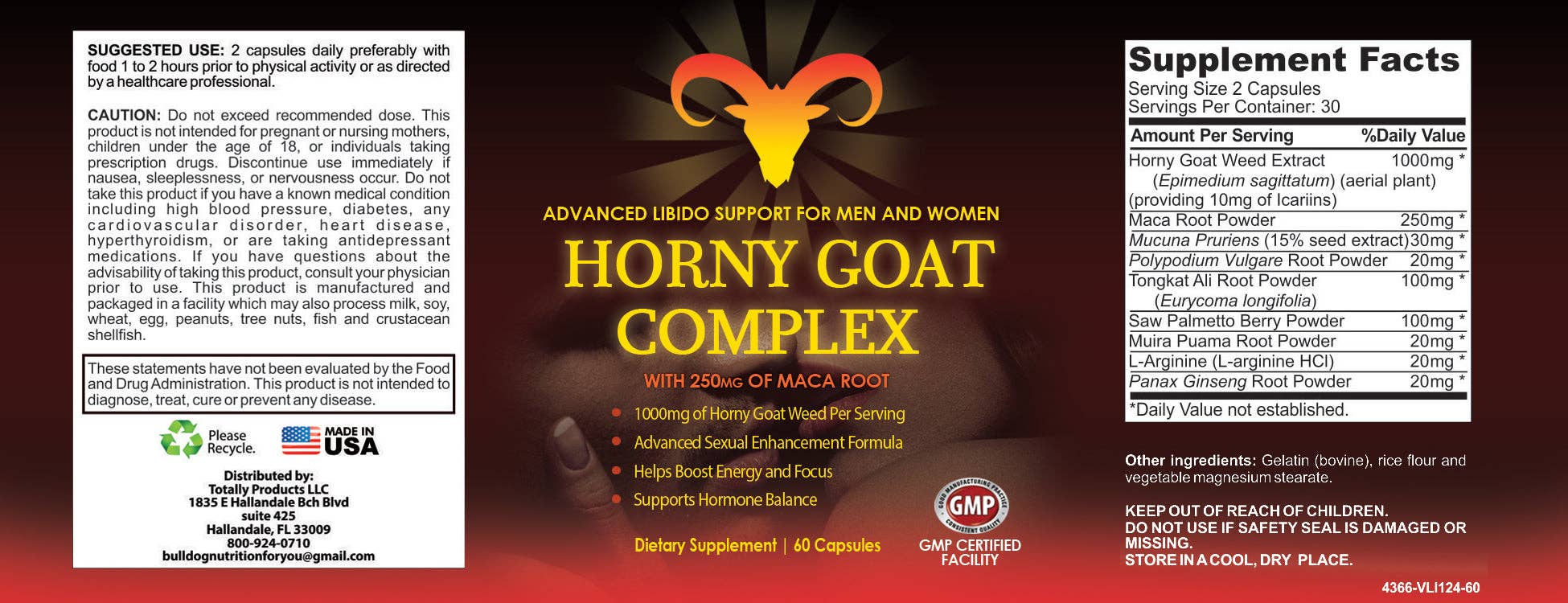 Totally Products - Wholesale Oral Supplement/Vitamin - Horny Goat Complex (60 capsules)0