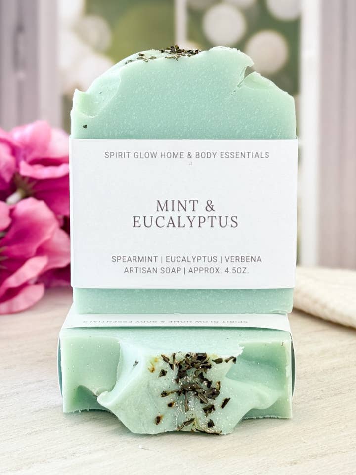 Mint & Eucalyptus - Handcrafted Artisan Soap Bar for wholesale by Spirit Glow Home & Body Essentials