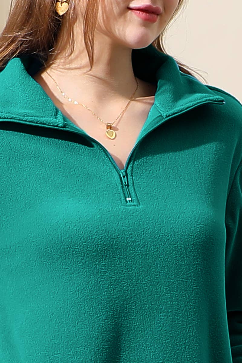 NINEXIS - Wholesale Sweatshirt - Women's - CWTTL1441_Zip Neck Lightweight Pullover Sweatshirt9