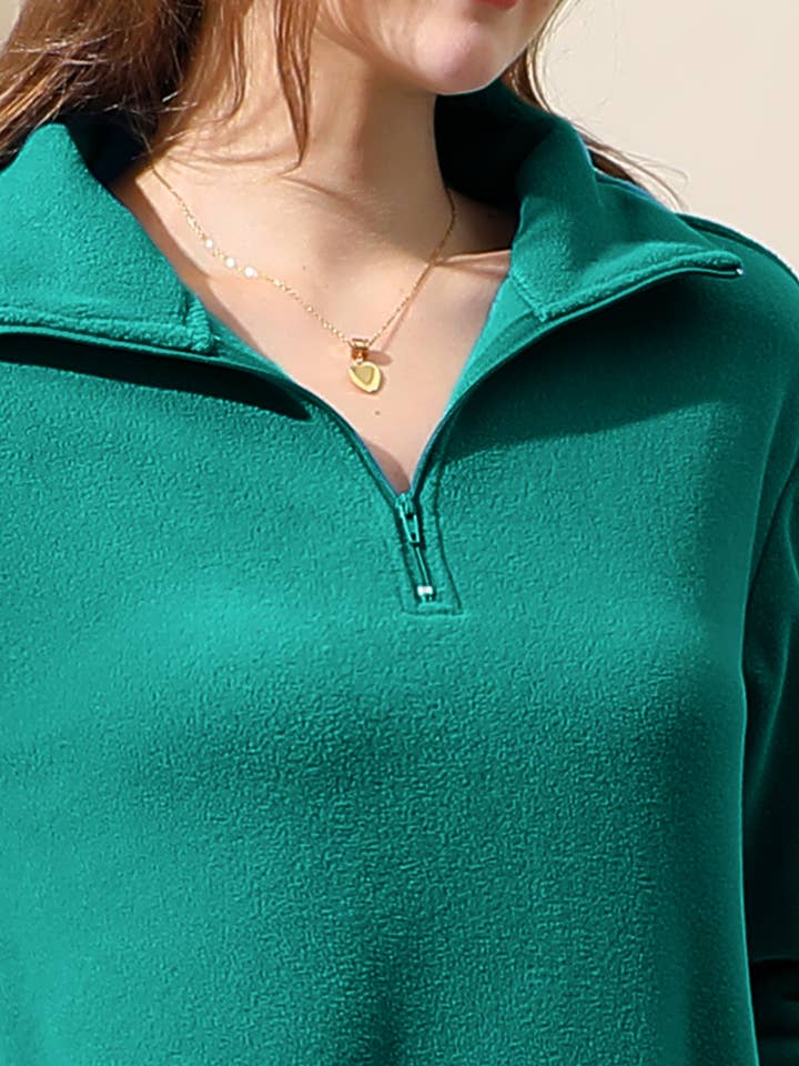 NINEXIS - Wholesale Sweatshirt - Women's - CWTTL1441_Zip Neck Lightweight Pullover Sweatshirt9