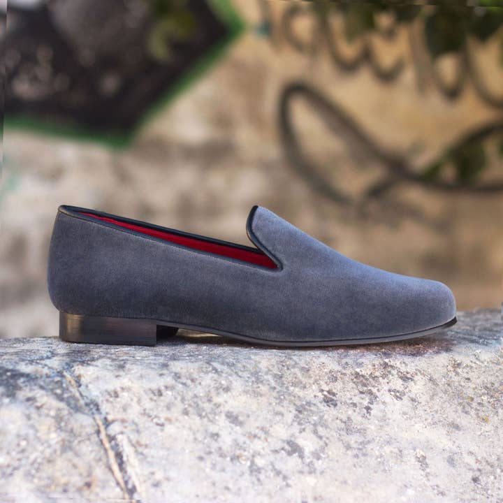 Enzo Men's Velvet Slipper in Dark Grey / Black for wholesale on Faire