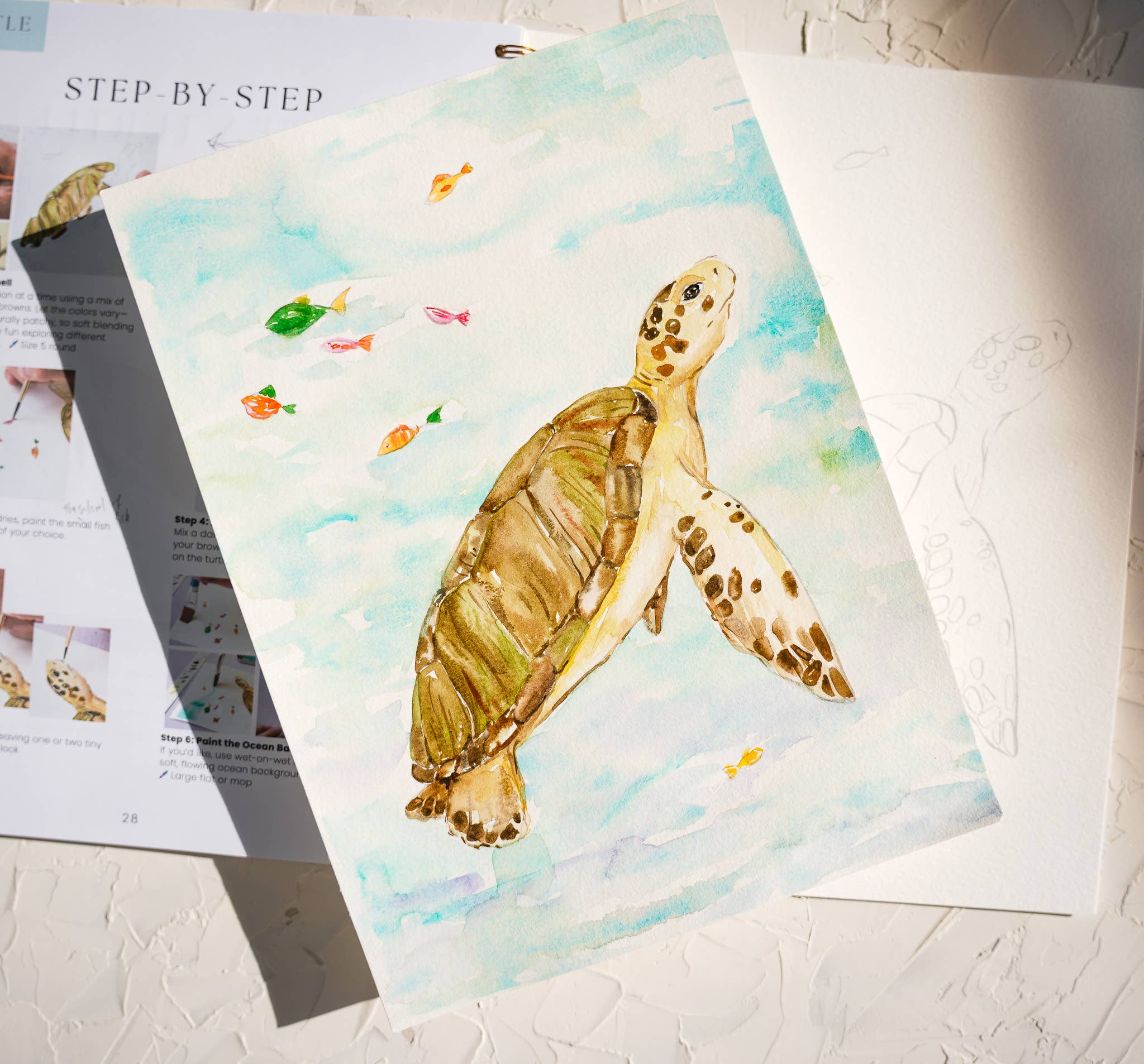 Jean Choe Art & Design - Wholesale Sketchbook/Sketchpad - Watercolor Workbook: Seashores & Ocean Outlined Designs3