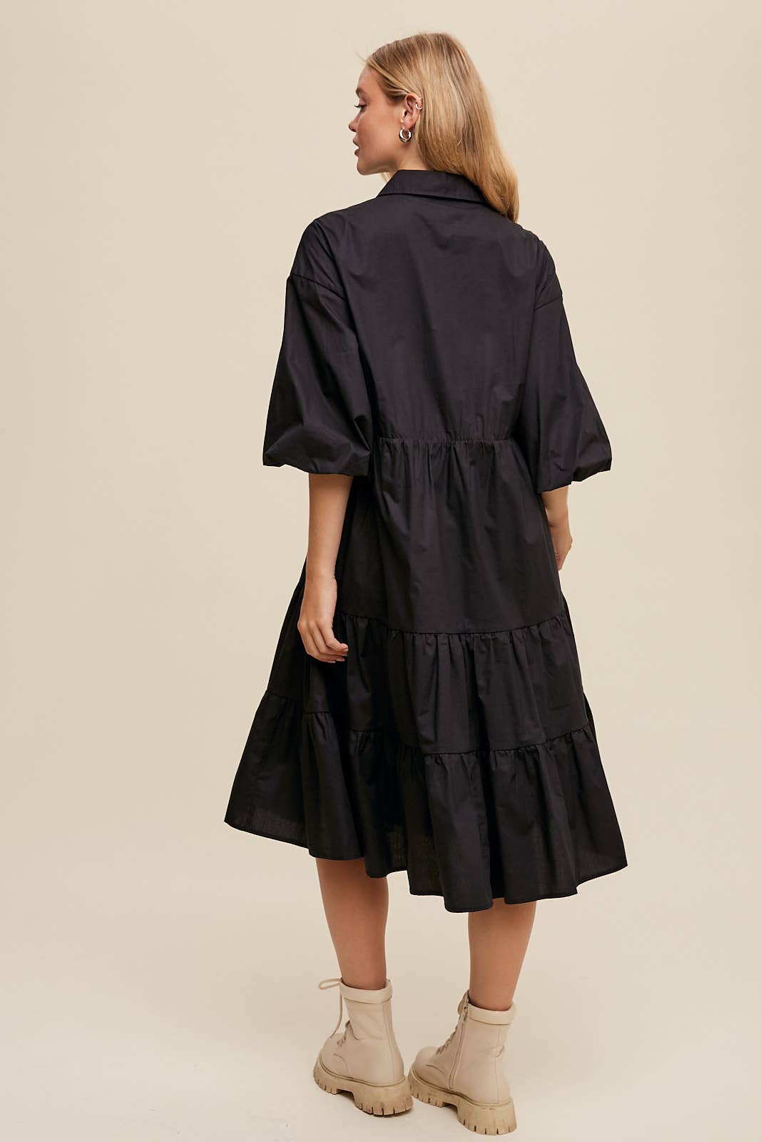 Listicle - Wholesale Dress - Women's - Tiered Poplin Shirt Dress10