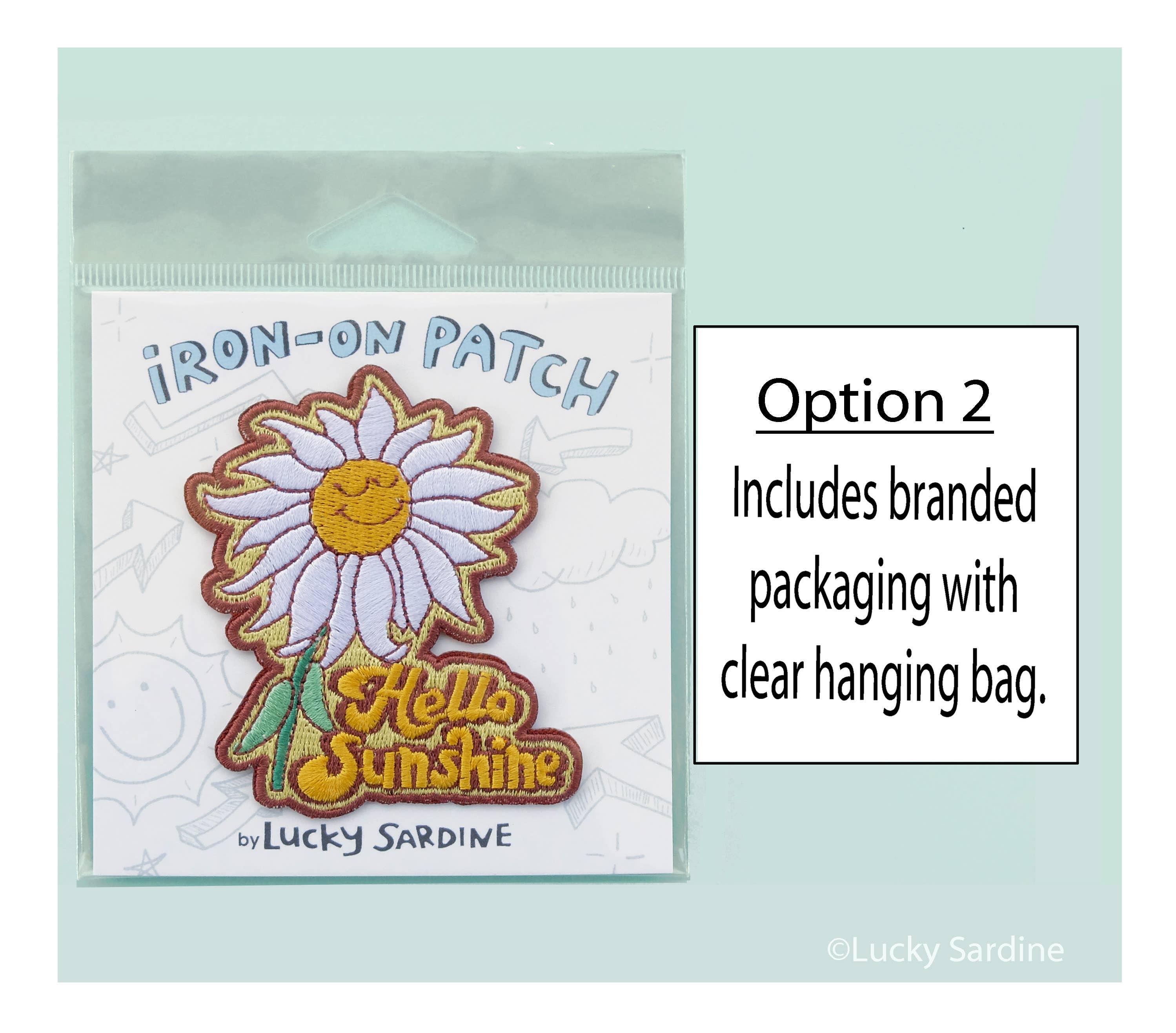 Lucky Sardine – Emblema por atacado – Hello Sunshine Daisy Flower, Patch de Ferro Bordado Retro1