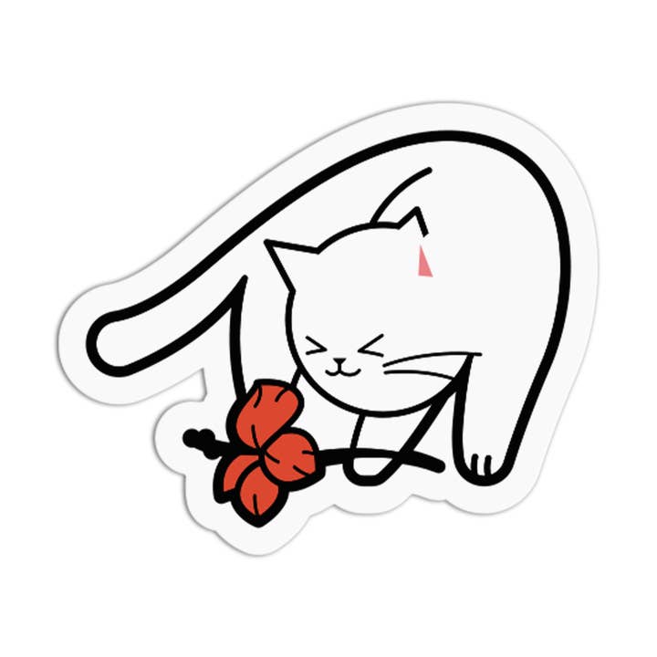 Gumamela Stretching Cat Textured Stickers for wholesale by the stkr store