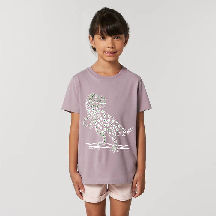 T-rex Kids Tee Lilac for wholesale by Bluelawn