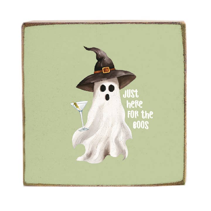 Rustic Marlin - Wholesale Sign - Just Here For The Boos Wood Block