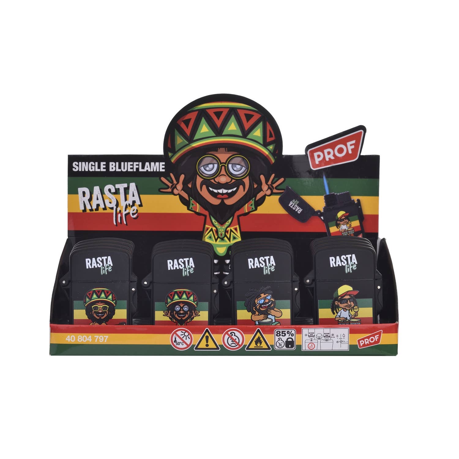 PROF - Wholesale Lighter - BLUEFLAME LIGHTER RASTA LIFE1