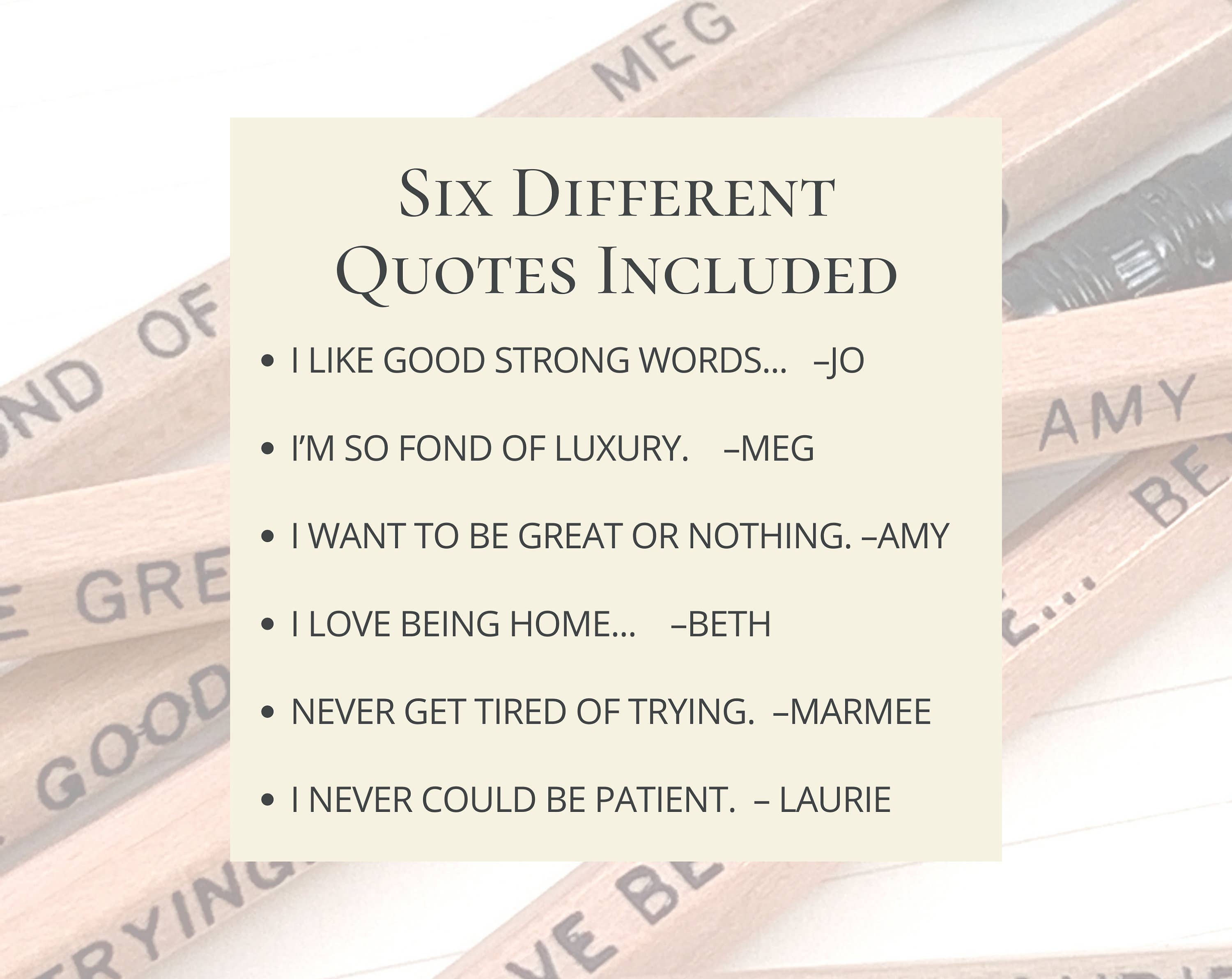 Lit & Whimsy - Wholesale Pencil - Little Women Book Quote Pencils, Louisa May Bookish Gift1