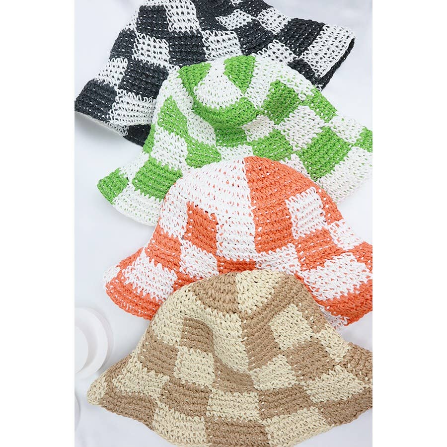 Love and Repeat - Wholesale Bucket Hat - Women's - Crochet Checker Bucket Hat6