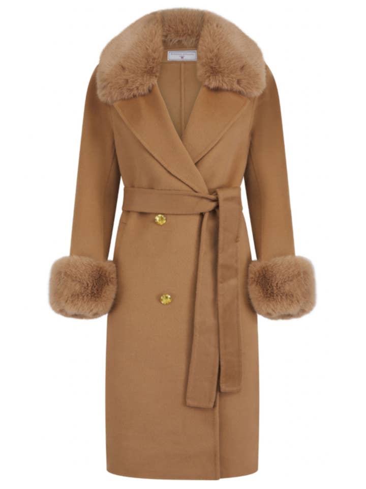 Buckingham Cashmere Coat Tan for wholesale by Hortons England