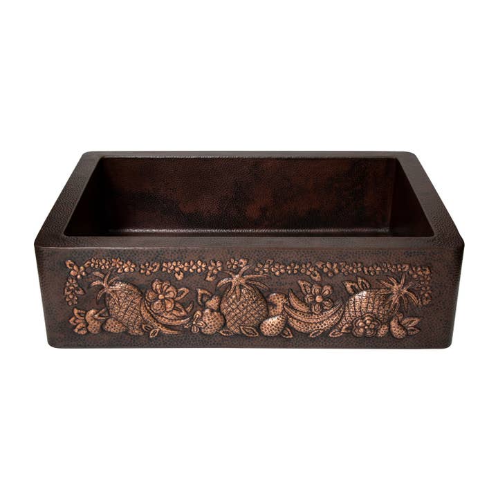 Évier de cuisine en cuivre martelé à tablier à fruits à puits unique de 33 po pour la vente par Ambiente Home Décor