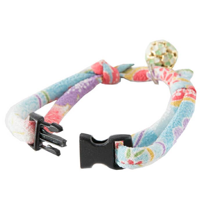 MOON-X USA, INC. - Wholesale Pet Collar - Cat - Chirimen Cat Collar with Clover Bell (Baby Blue)