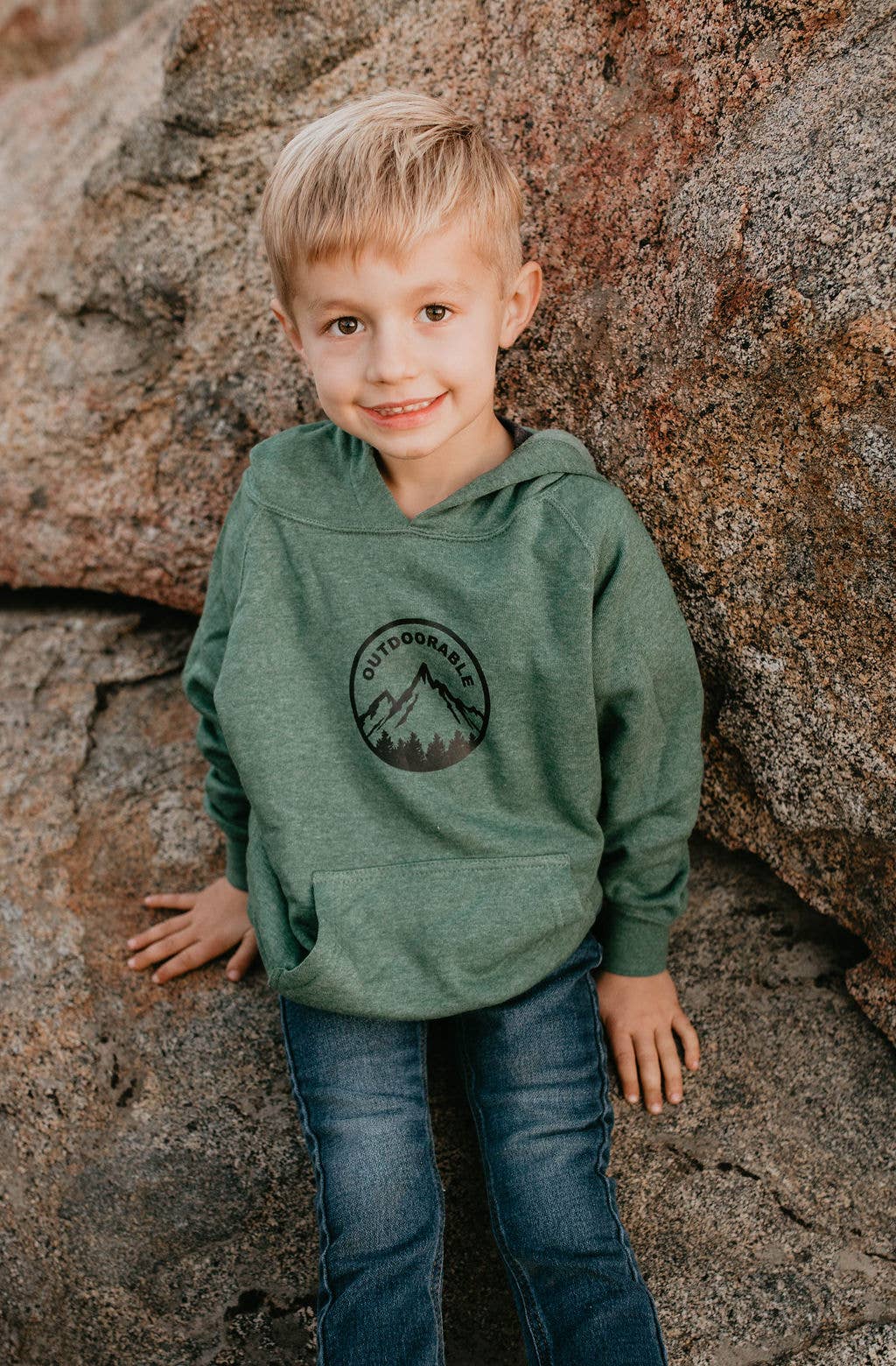 Outdoorable Apparel - Wholesale Hoodie - Kids - Moss Green with Black Outdoorable Hoodie8