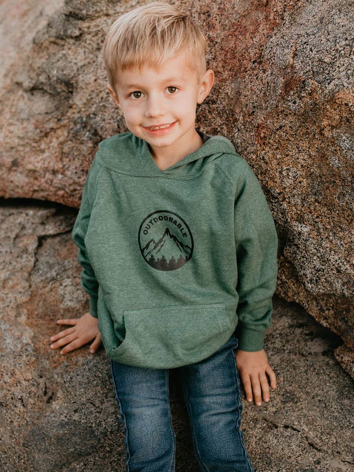 Outdoorable Apparel - Vente Sweat à capuche – enfant - Sweat à capuche extérieur vert mousse avec noir8