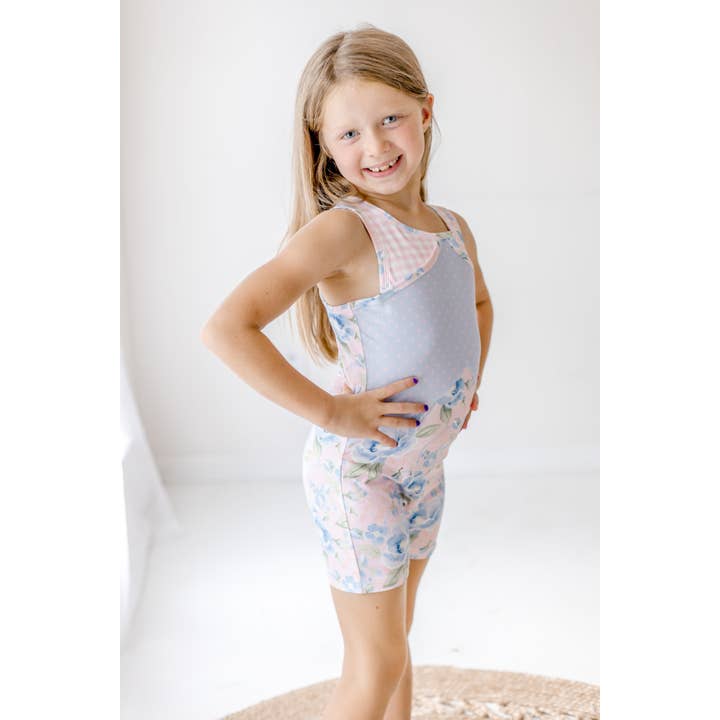 Bella Unitard - Blush & Bloom (Blue) for wholesale by Cheeky Plum