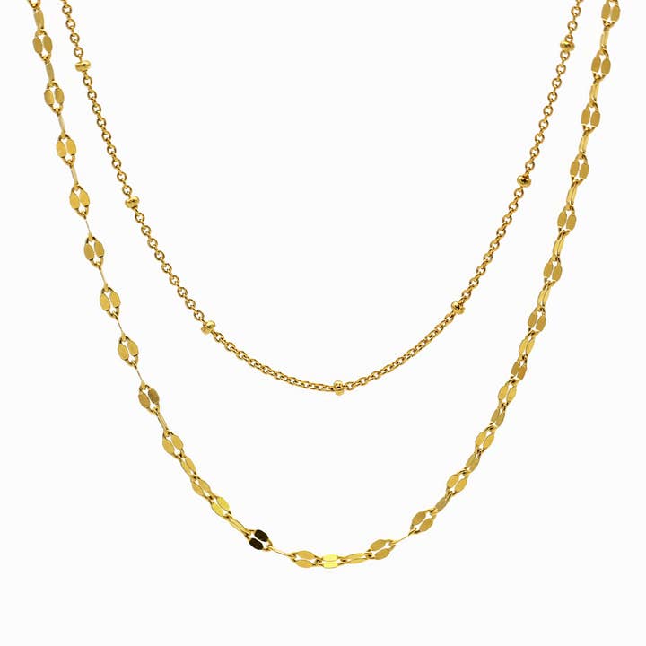 Minimalistische sierlijke dubbellaagse halsketting in Marrakech 18kt goud vermeil voor wholesale door GEMSA LONDON