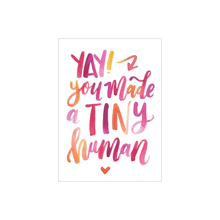Tiny Human greeting card for wholesale by Katie Elizabeth Lettering