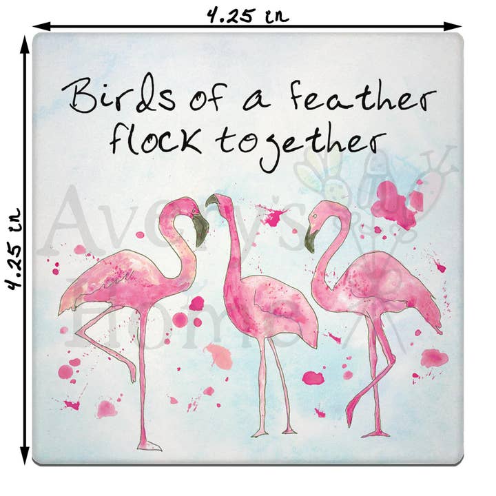 Avery's Home - Wholesale Coasters - Birds of a Feather Flamingo Absorbent Stone Coaster