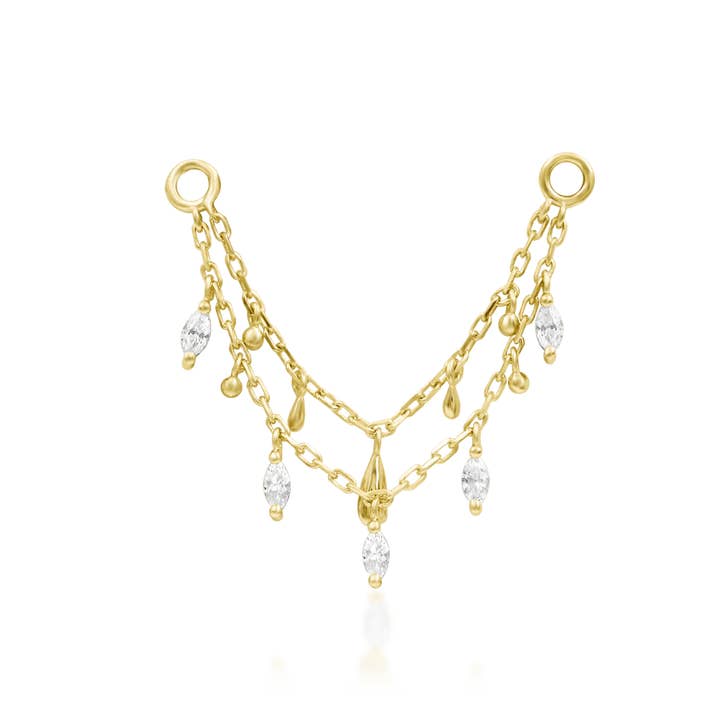 Marilyn – White CZ Flow – 14K Gold Threadless End for wholesale by Piercing-zone