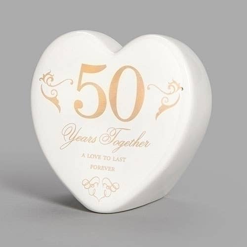 Roman - Wholesale Decorative Tabletop Object - The 50th Anniversary Ceramic Heart0